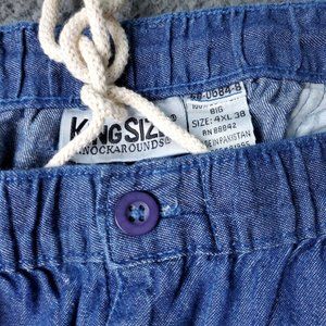 King Size Denim Pull On Drawstring Jeans Big Mens 4XL x38 Blue